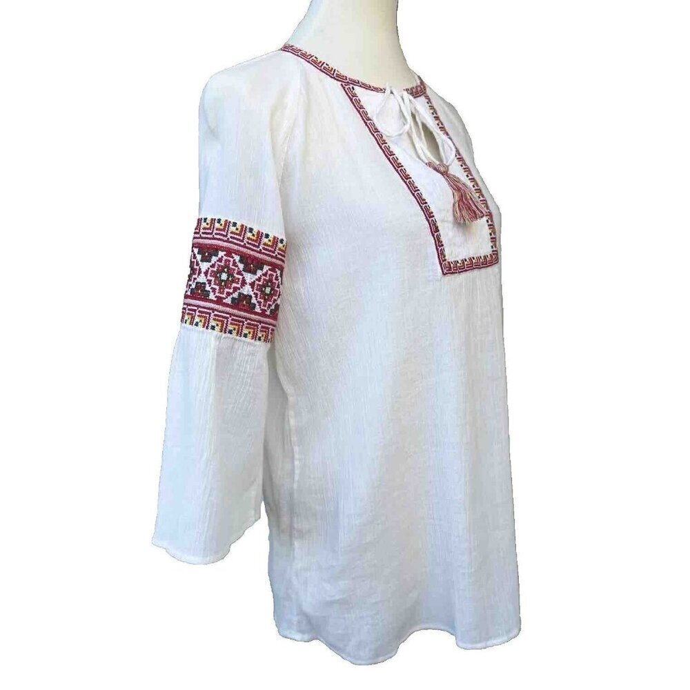 French Connection Women's White Adanna Embroidered Top Size M - Picture 9 of 15